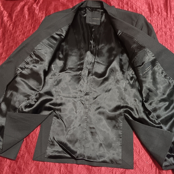 ZARA BLACK TAG by Zara Man Blazer Jacket Black Sz46 Slim Suit Two Button - Picture 8 of 13